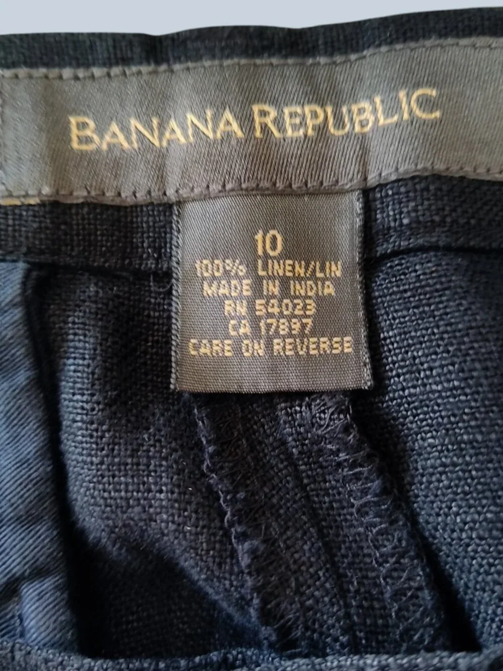 Banana Republic Womens Linen Pants Black High Rise Wide Leg Relaxed Fit 10
